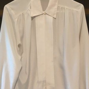 Silky white vintage button front blouse